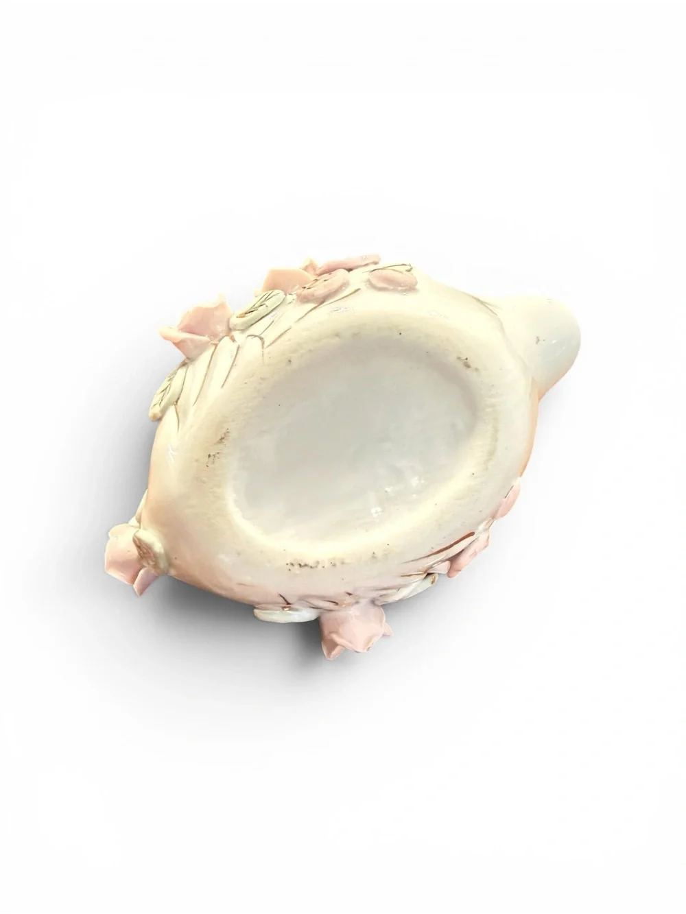Vintage Porcelain Swan Planter Trinket Dish Pink Roses Gold Accent Cottagecore - Picture 5 of 5